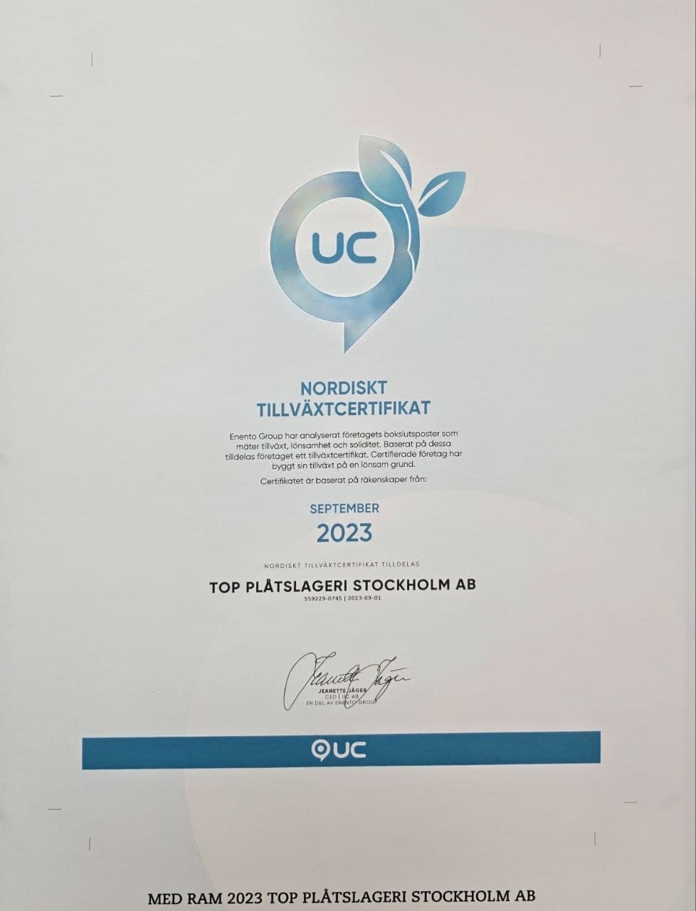 Nordiskt Tillväxt-certifikat 2023