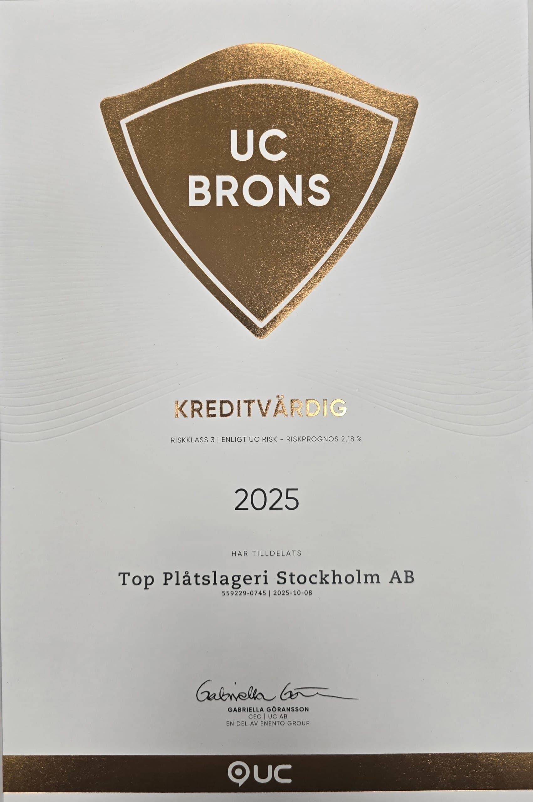 UC Brons Kreditvärdig 2025
